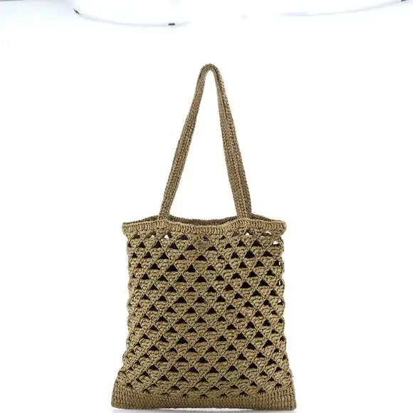 Prada Triangle Logo Tote Raffia Crochet #240260P13B - Picture 3 of 6